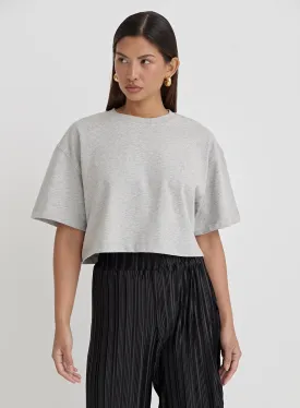 Grey Marl Branded Cropped T-Shirt- Loran