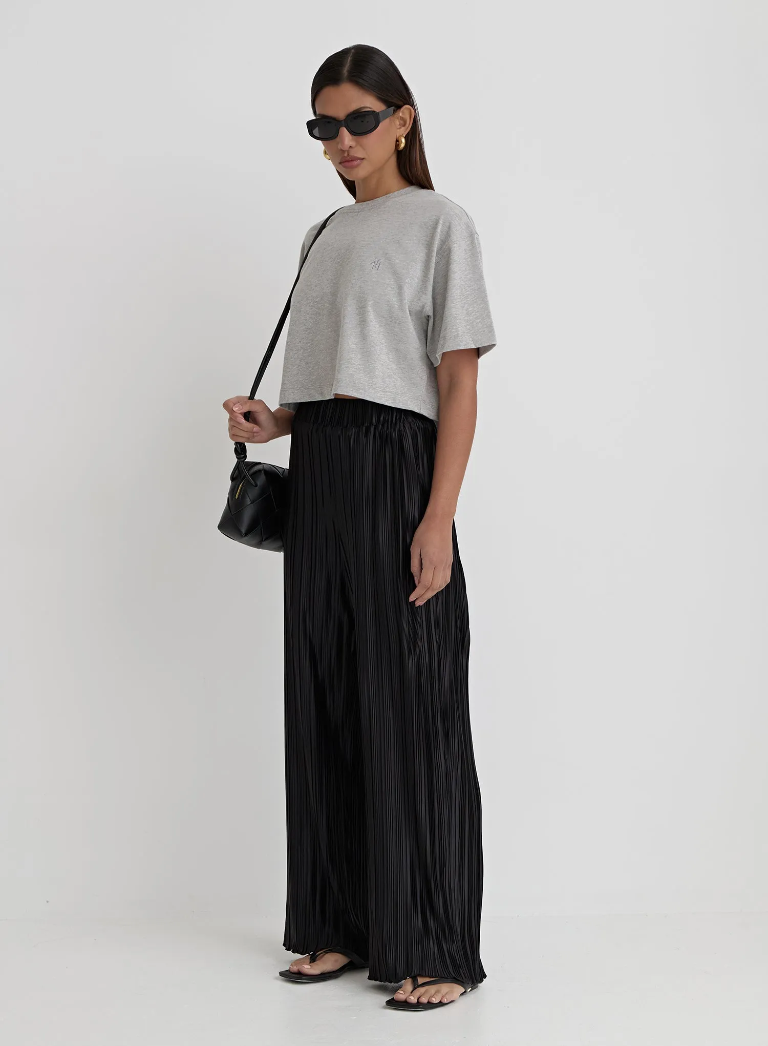 Grey Marl Branded Cropped T-Shirt- Loran