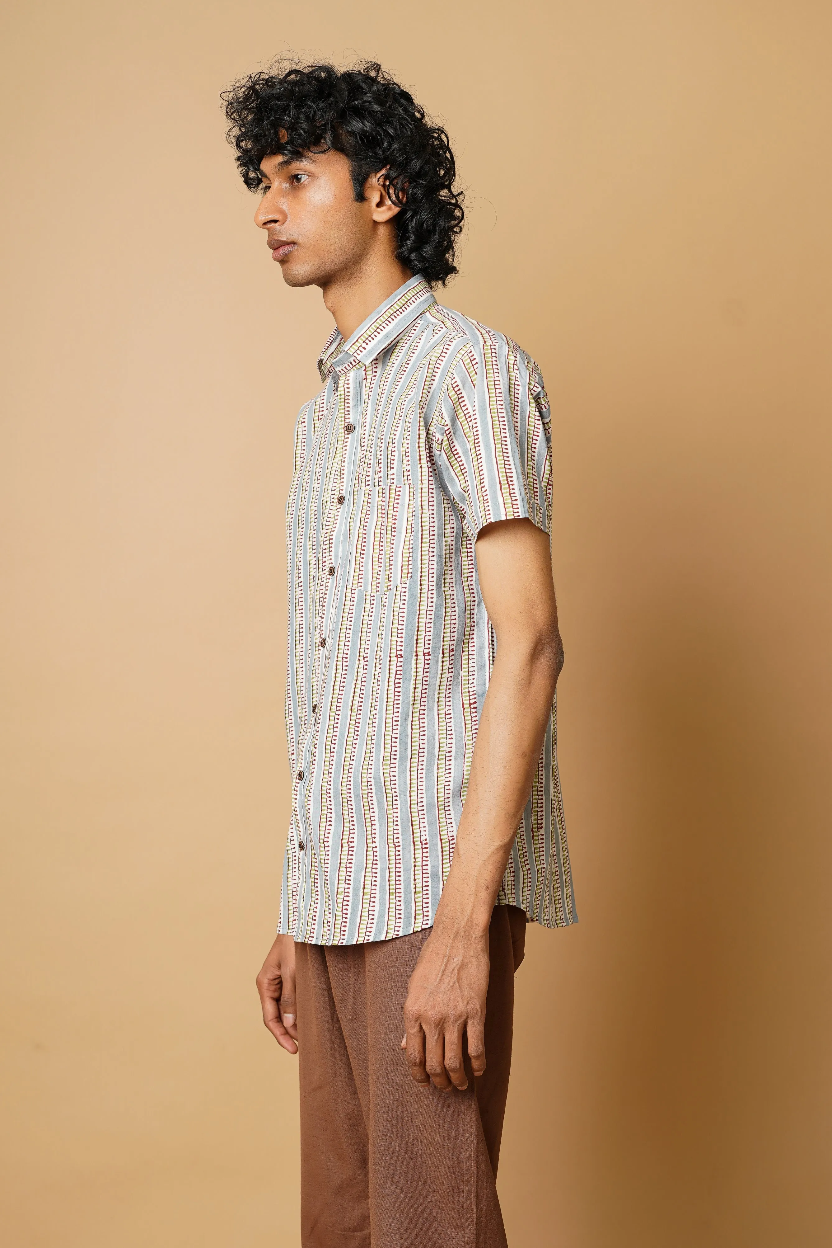 Hand Block Men's Half Sleeves Shirt