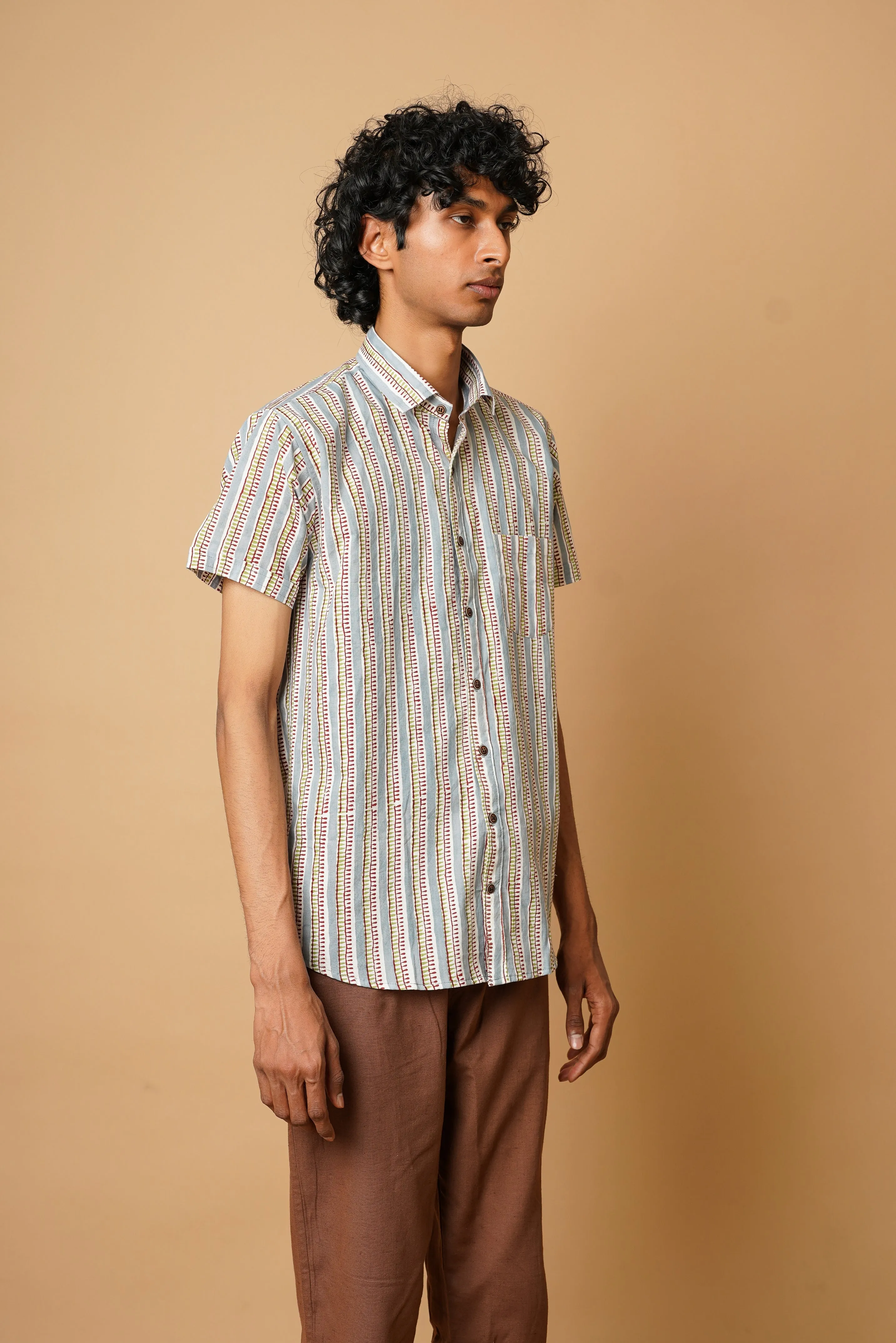 Hand Block Men's Half Sleeves Shirt
