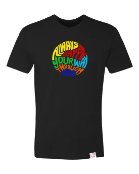 Happy Life multi color Circle T-Shirt