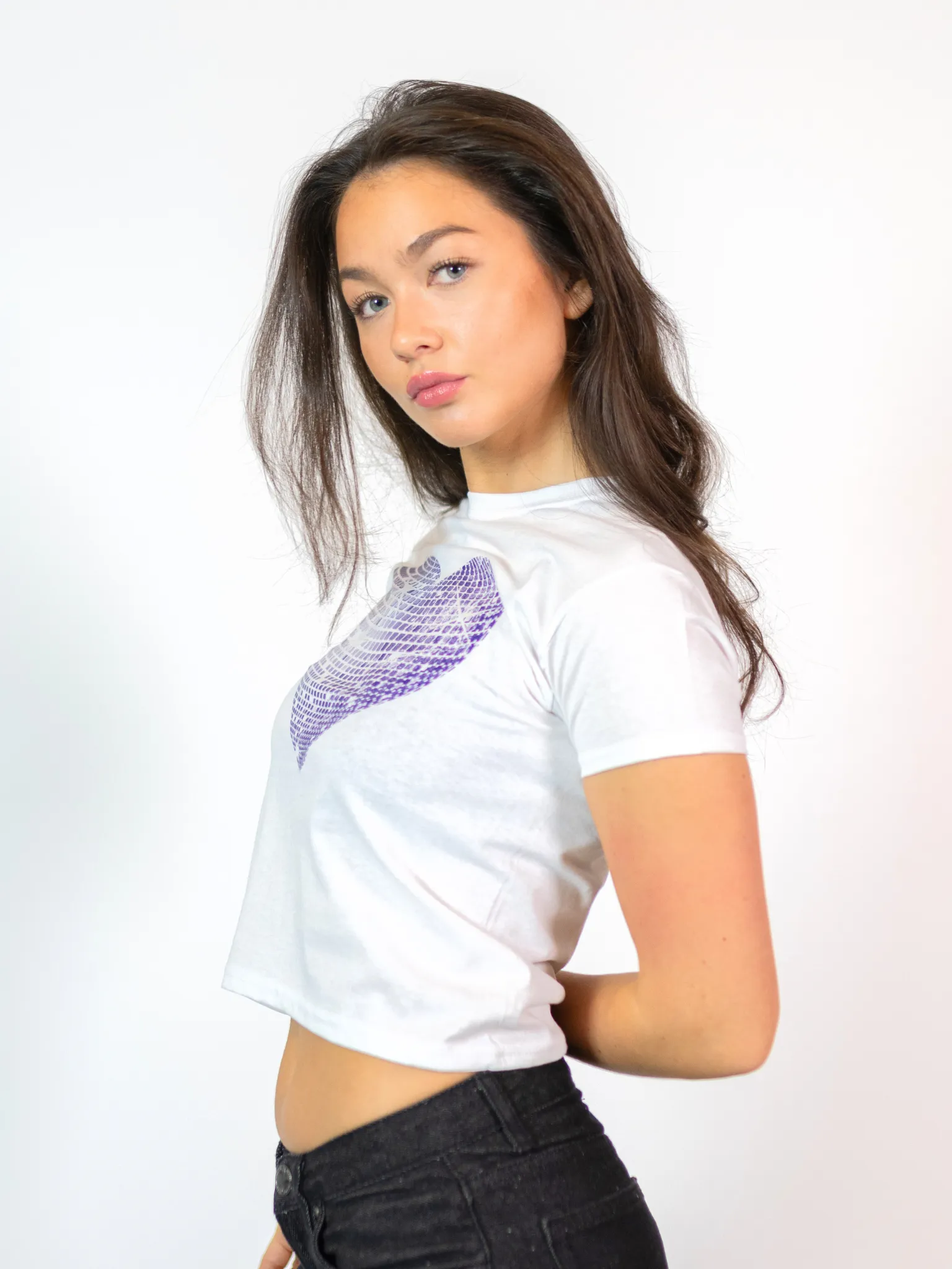 HEART DISCO (BLÅ) BABY TEE - HVID