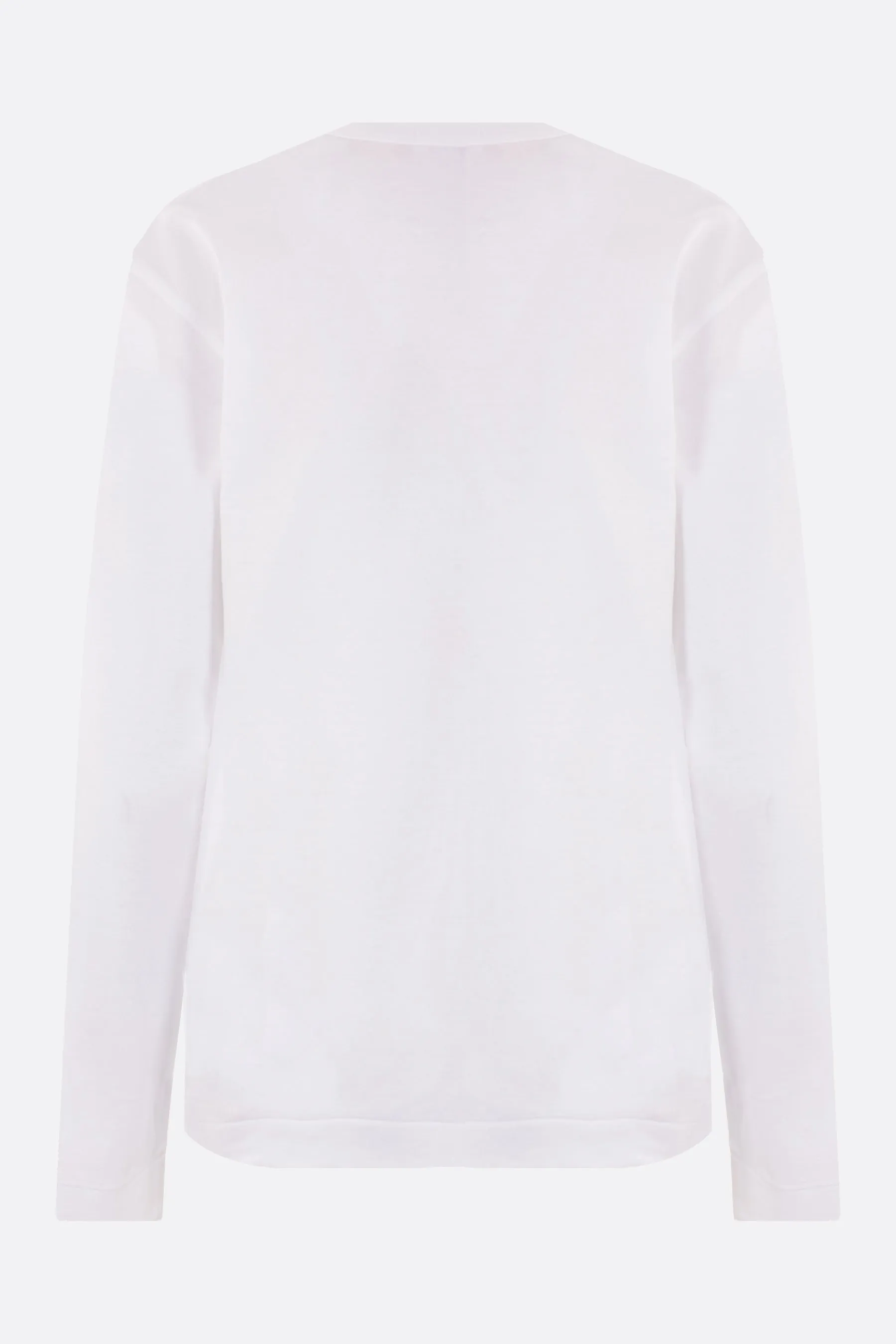 Heart logo patched cotton long-sleeves t-shirt