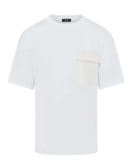 Herno Relaxed Fit Superfine & Nylon Pocket T-shirt (White)