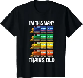 I'm This Many Trains Old T Shirt 4 Yr Boy Kid Birthday Idea T-Shirt
