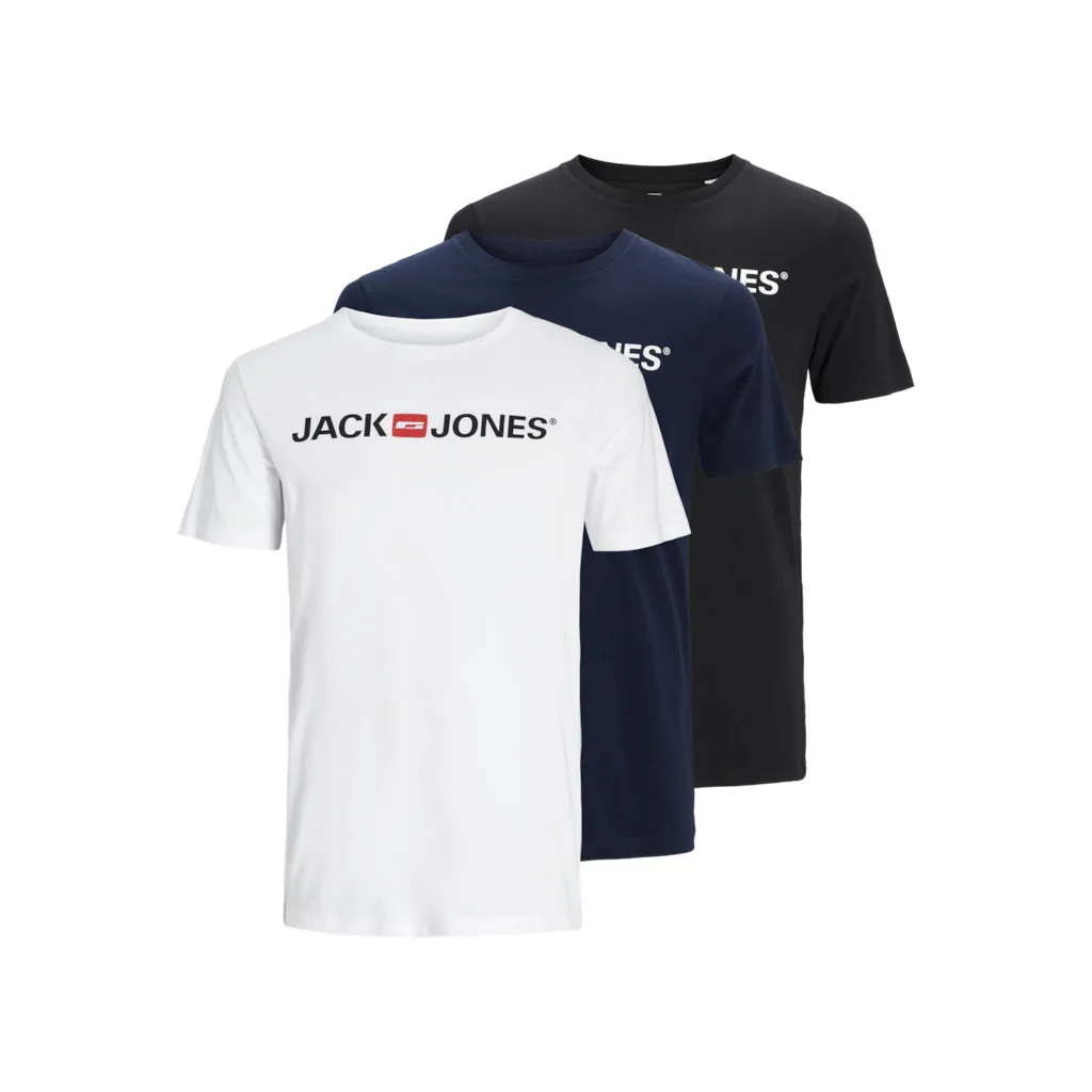 Jack & Jones Mens 'JJECORP' Logo T-Shirt - (3 Pack)