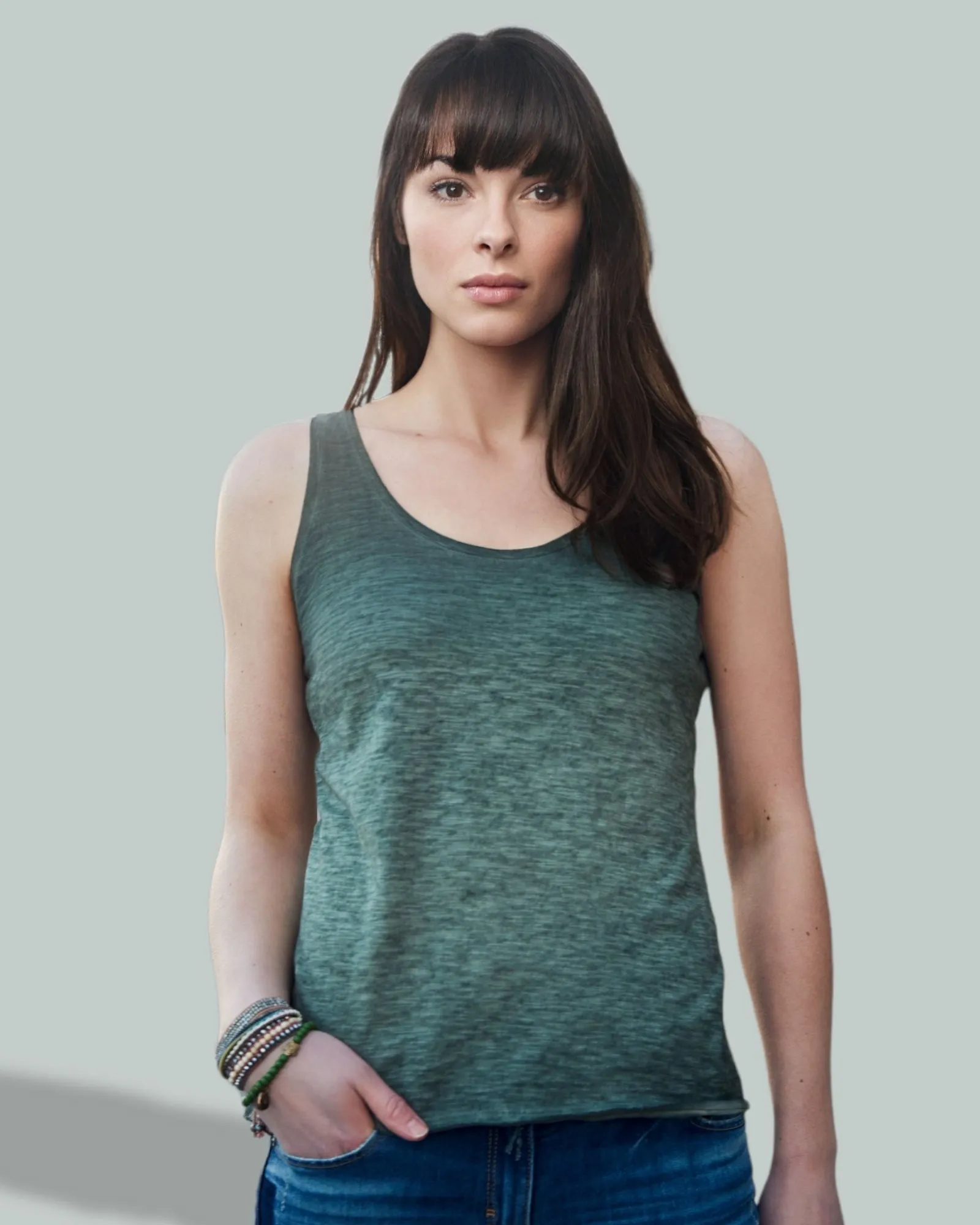JAN 8017 ― Damen Bio-Baumwolle Flammgarn Tank Top - Horizon Blau