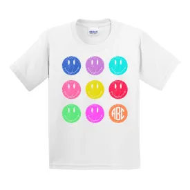 Kids Monogrammed 'Retro Smileys' T-Shirt