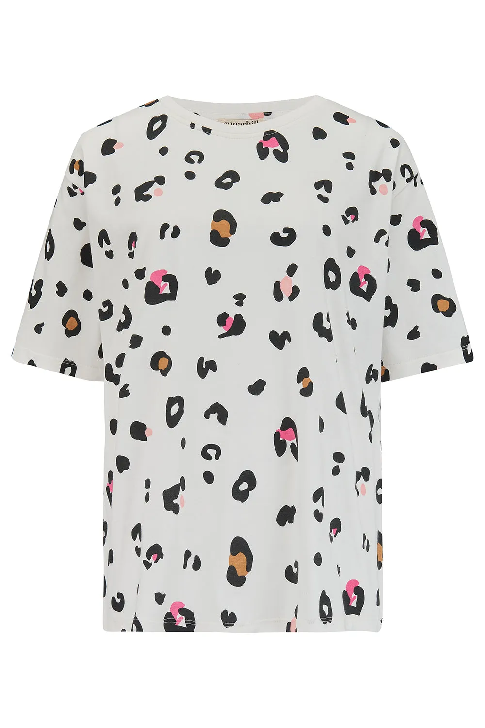 Kinsley Relaxed T-shirt - Off White, Colour Pop Leopard