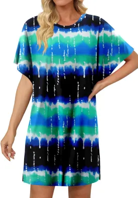 KISSMODA Womens Summer T Shirt Dress Casual Short Sleeve Beach Cover Up Tunic Tops with Pockets