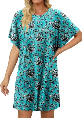 KISSMODA Womens Summer T Shirt Dress Casual Short Sleeve Beach Cover Up Tunic Tops with Pockets