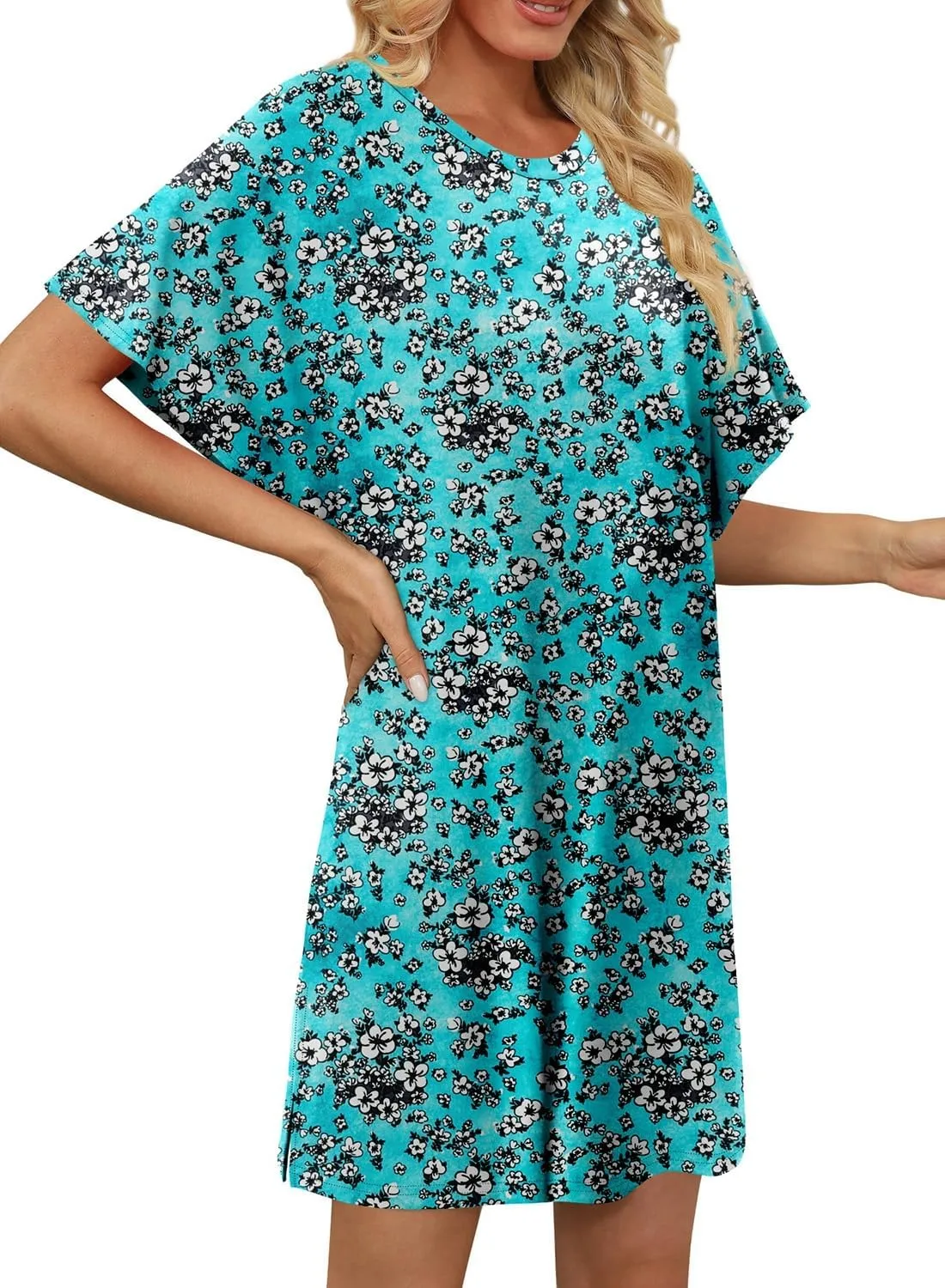 KISSMODA Womens Summer T Shirt Dress Casual Short Sleeve Beach Cover Up Tunic Tops with Pockets