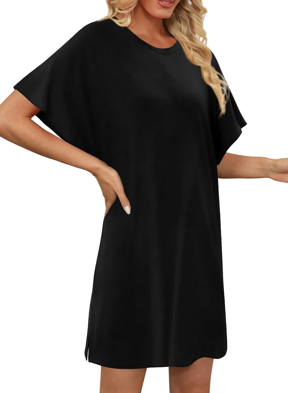 KISSMODA Womens Summer T Shirt Dress Casual Short Sleeve Beach Cover Up Tunic Tops with Pockets