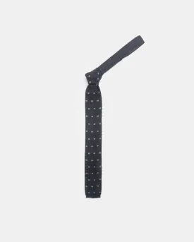 Knit Tie in Charcoal Polka Dot