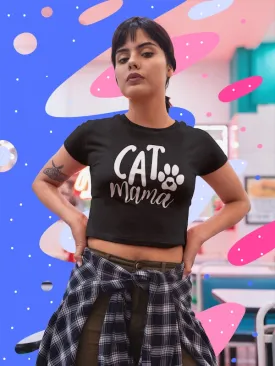 Ladies Cropped Tee Frontdruck / Cat Mama
