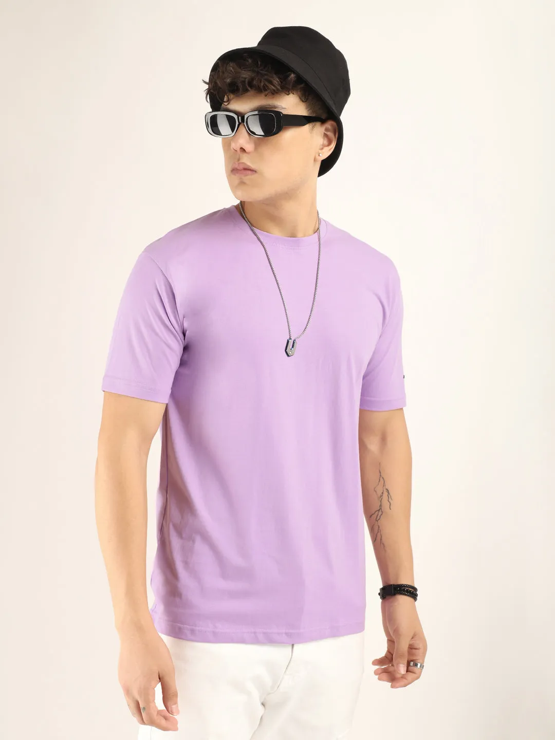Lavender Cotton Slim Fit T-Shirt