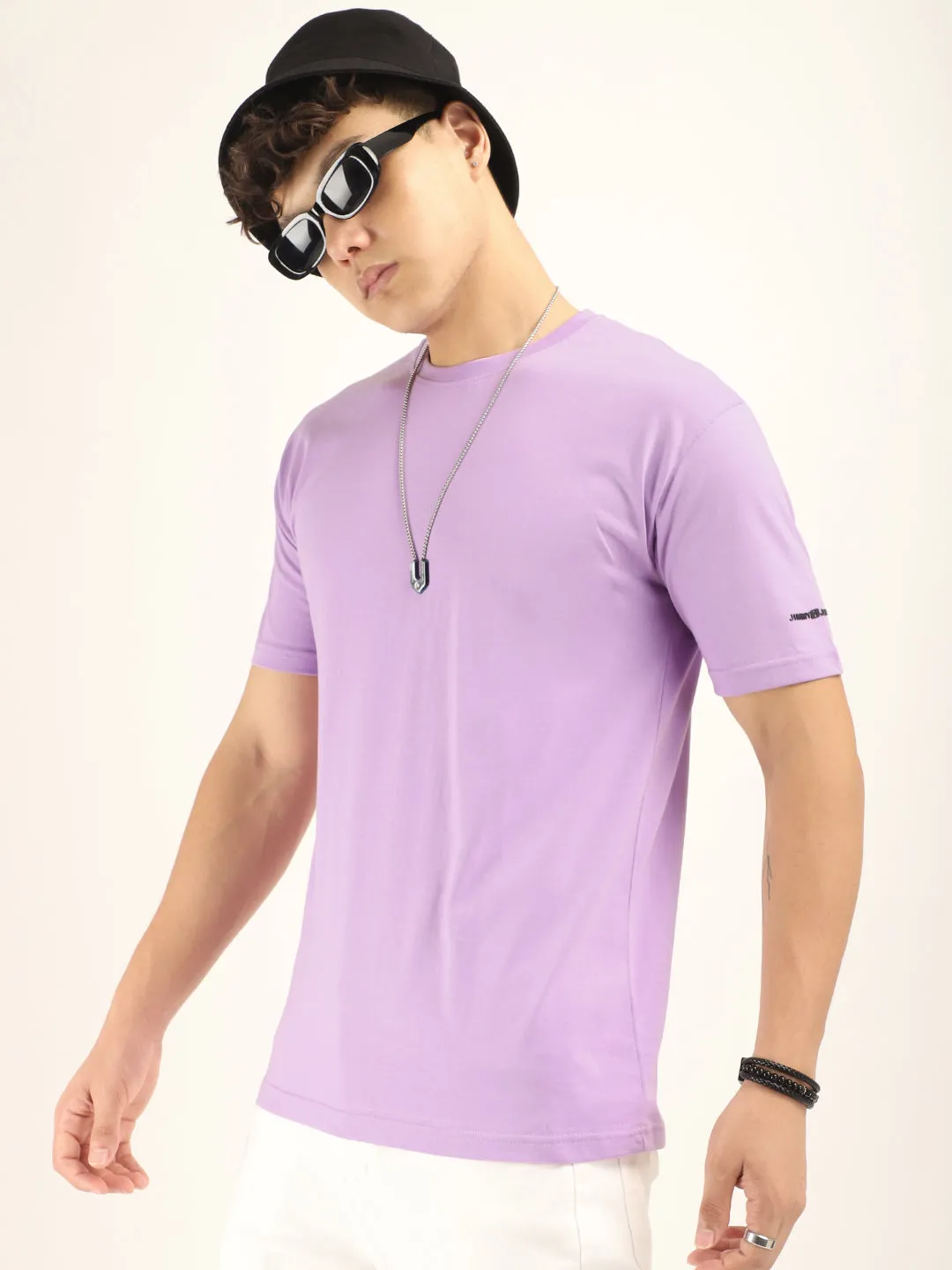 Lavender Cotton Slim Fit T-Shirt