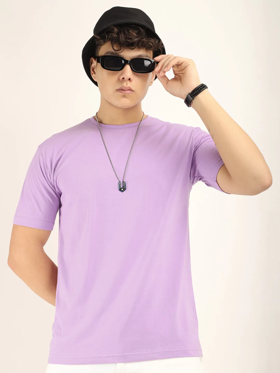 Lavender Cotton Slim Fit T-Shirt