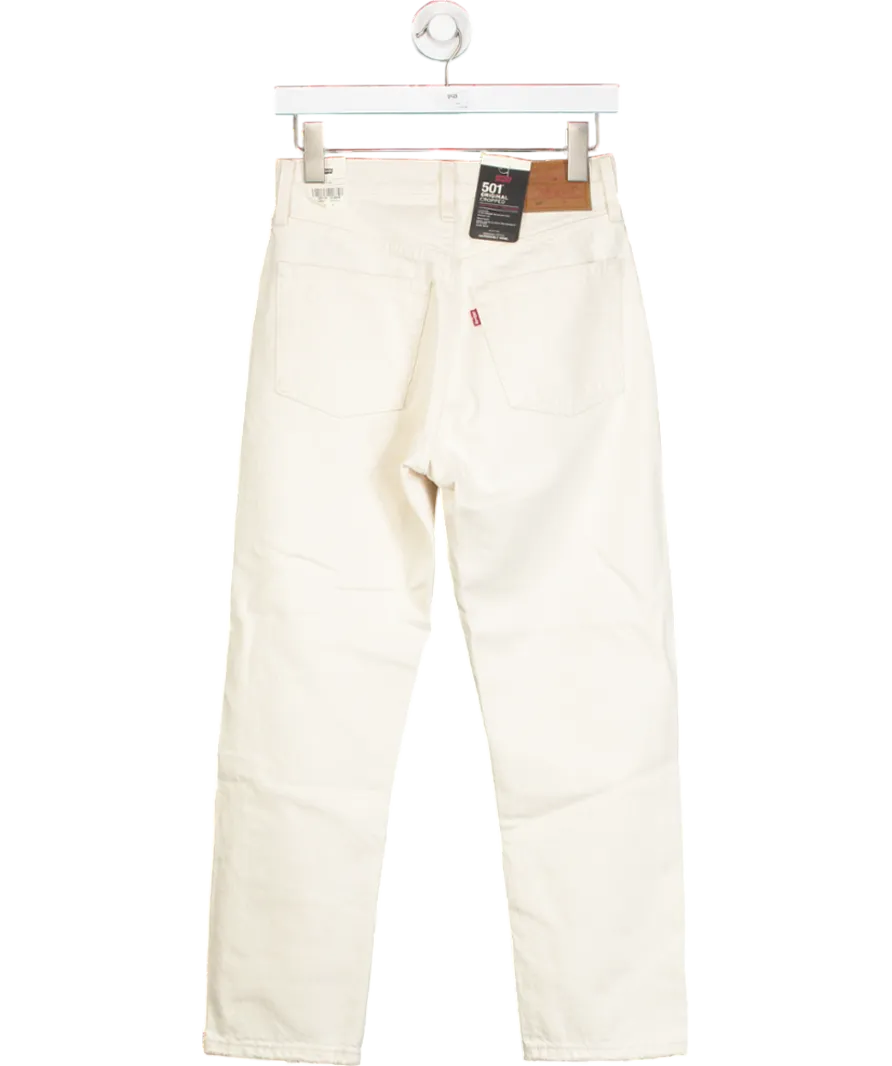 LEVI'S Cream Ecru 501 Cropped Jeans L26 W25