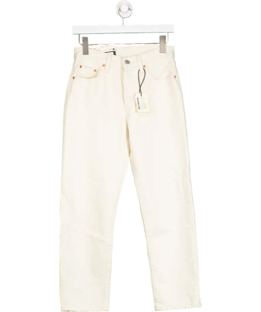 LEVI'S Cream Ecru 501 Cropped Jeans L26 W25