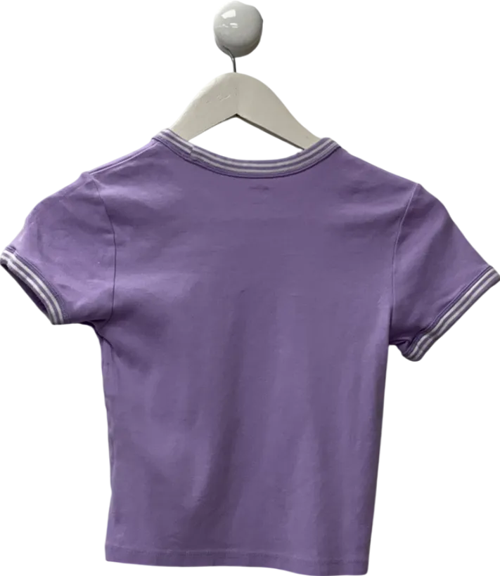 levis Cropped T-shirt In Purple With Serif Logo UK M