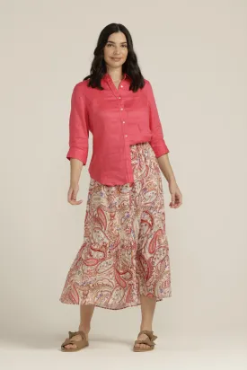 Linen 3/4 Sleeve Shirt Watermelon
