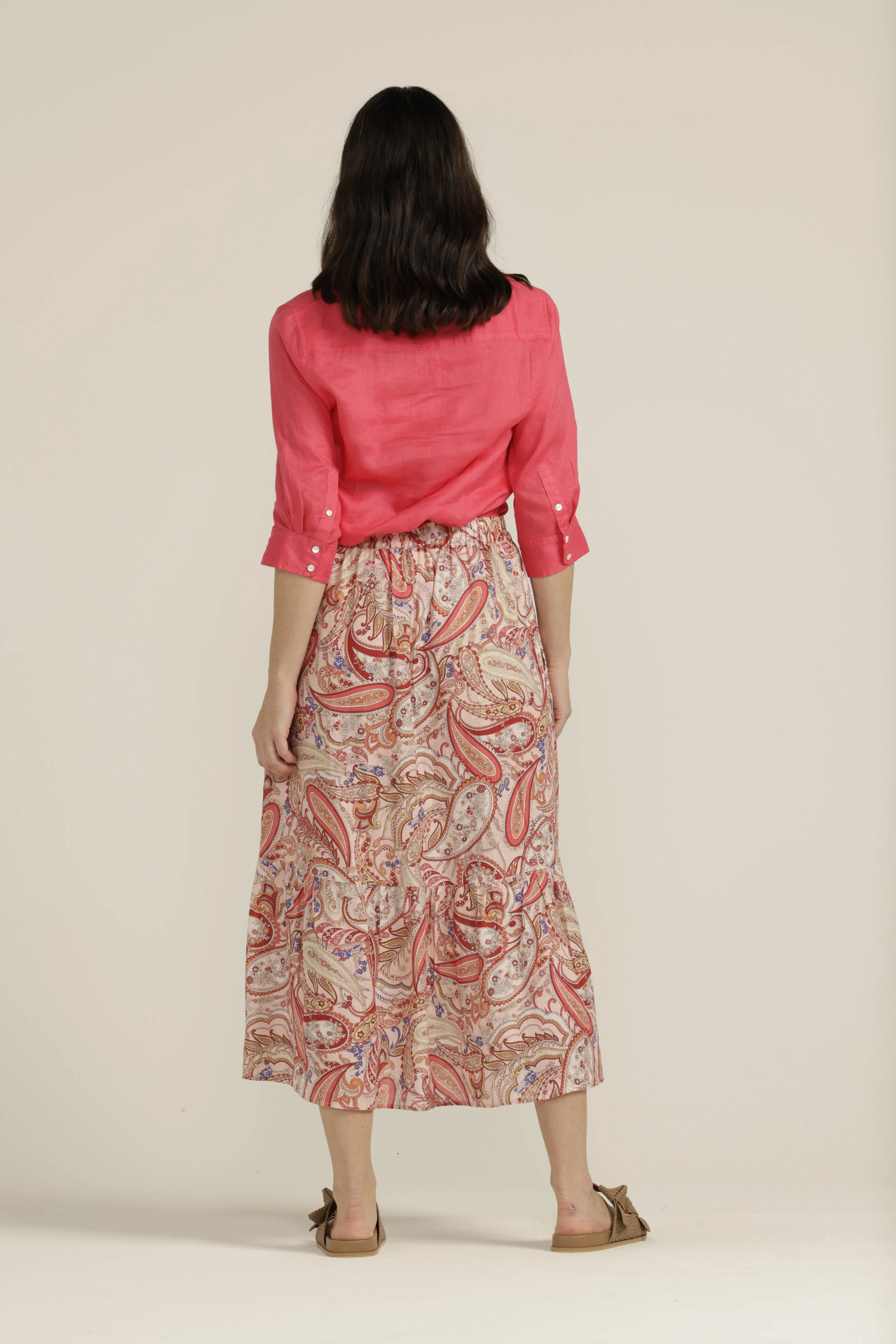 Linen 3/4 Sleeve Shirt Watermelon
