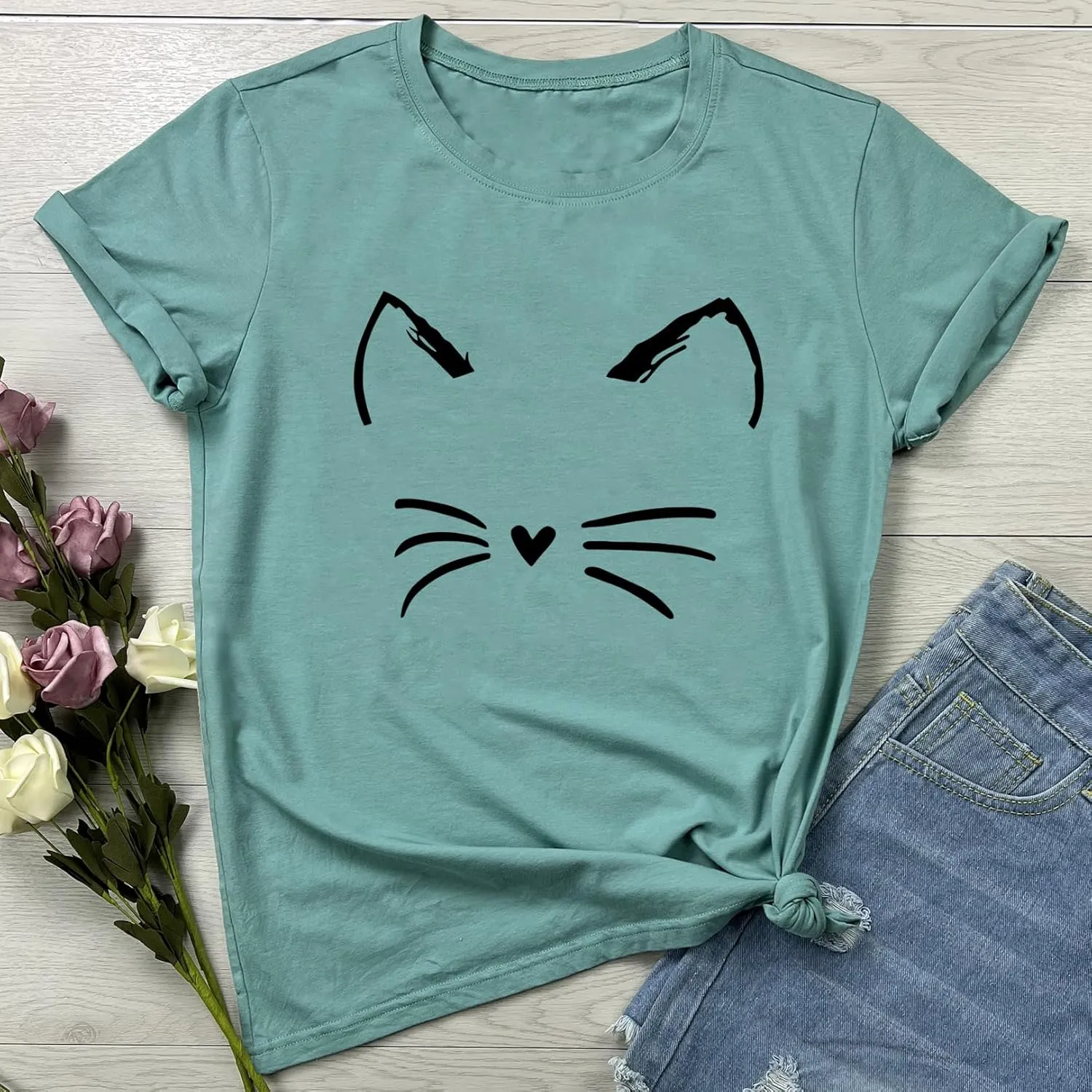 LOOKFACE Women's Cute T Shirt Junior Tops Teen Girls Graphic Tees