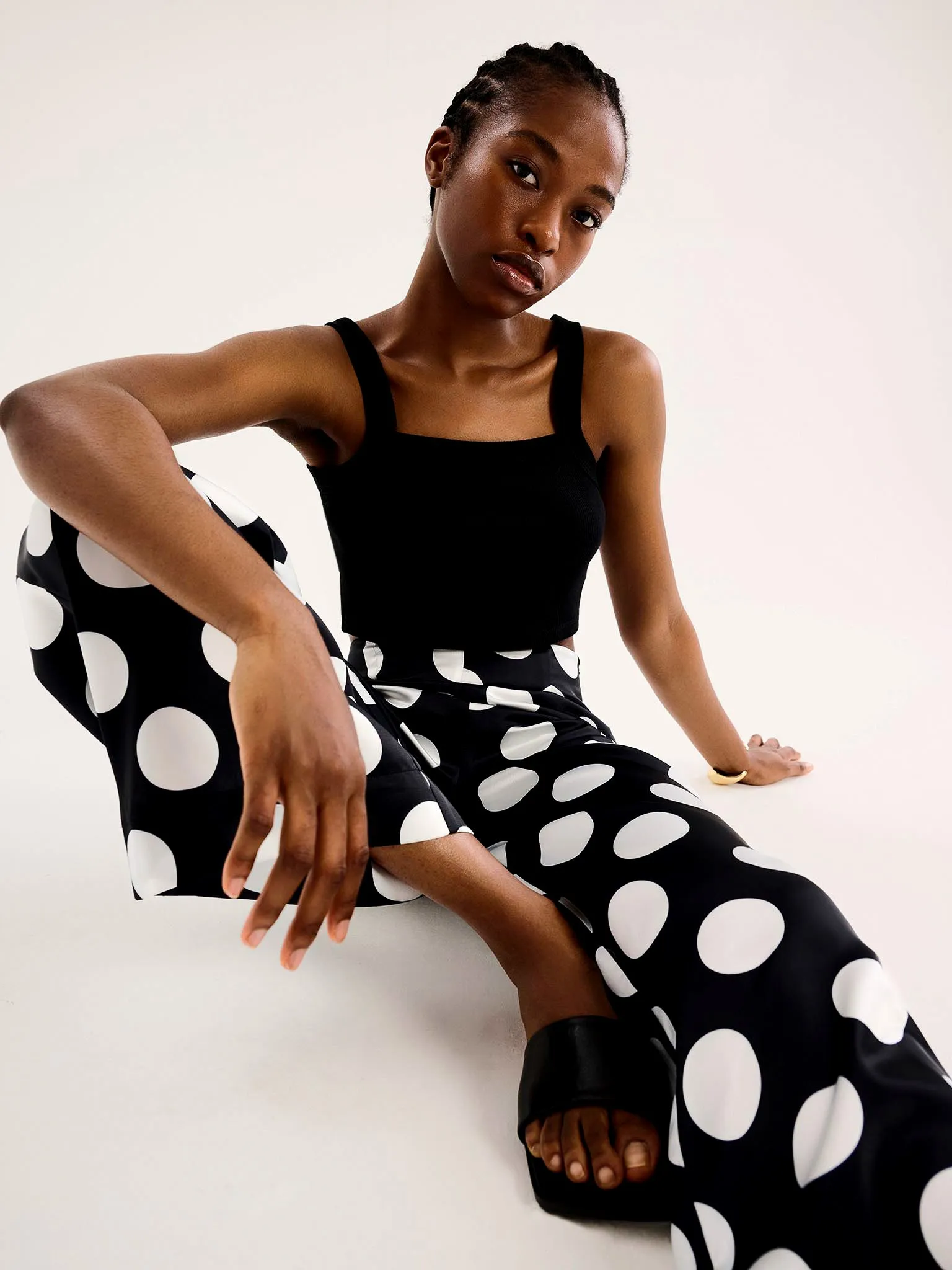 Lynx Satin Wide Leg Spot Print Trouser