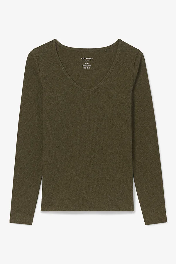 Marcia T-Shirt - Ribbed Pima Cotton :: Army Melange
