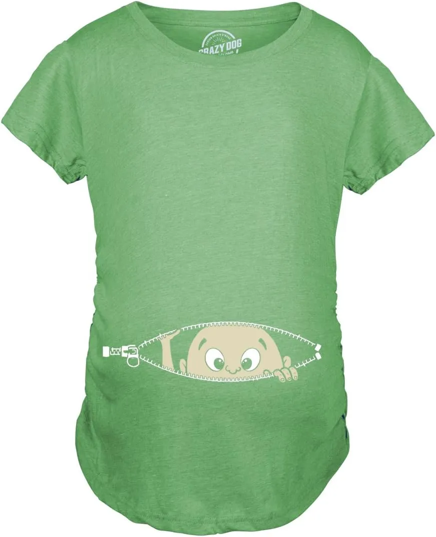 Maternity Baby Peeking T Shirt Funny Pregnancy Tee for Expecting Mothers