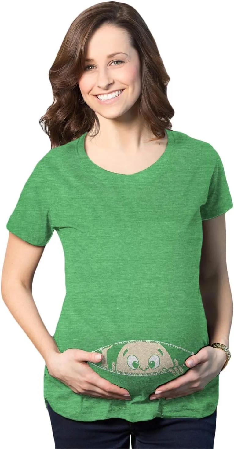 Maternity Baby Peeking T Shirt Funny Pregnancy Tee for Expecting Mothers