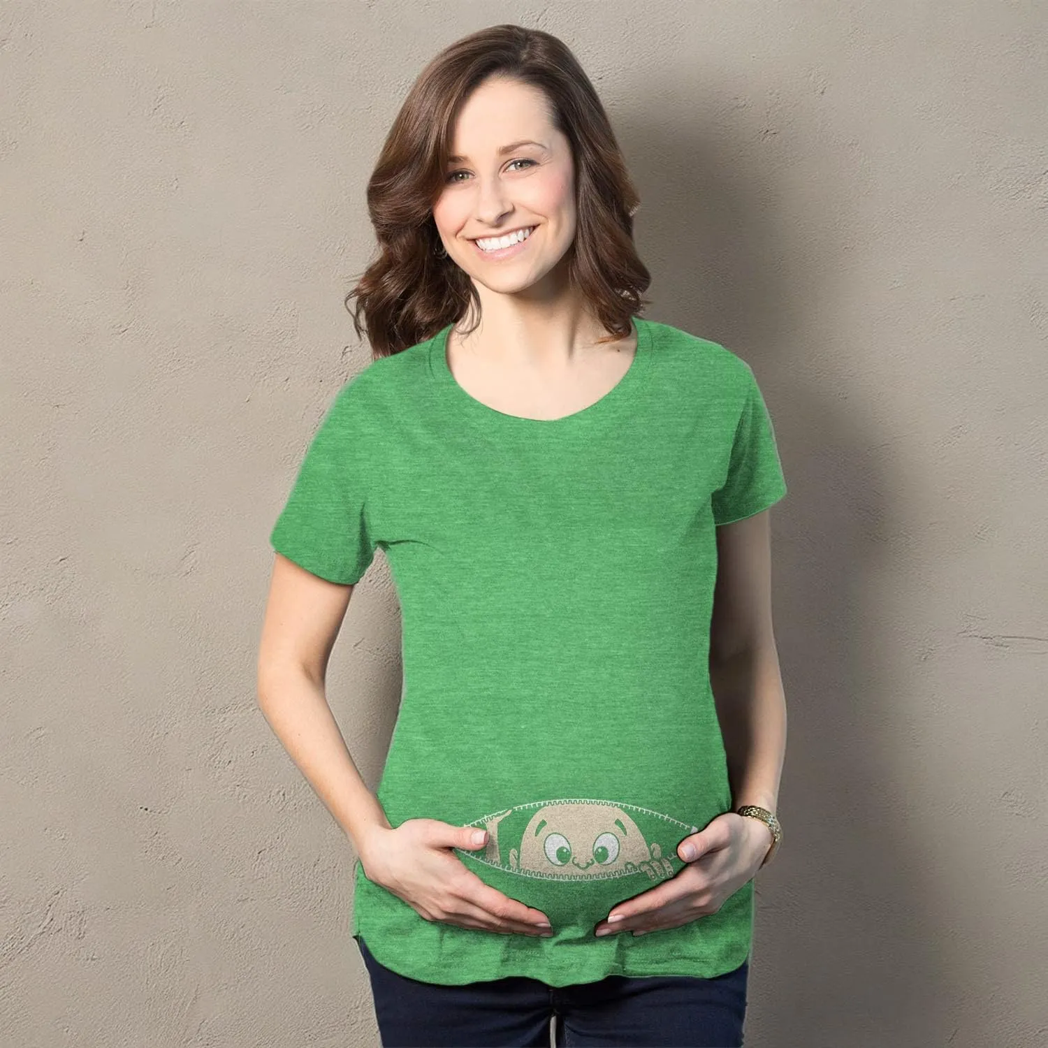 Maternity Baby Peeking T Shirt Funny Pregnancy Tee for Expecting Mothers