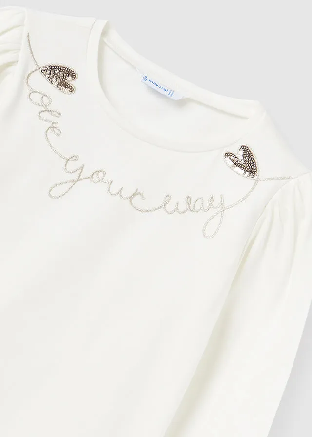 Mayoral 7041 052 - Natural Long Sleeve T-Shirt