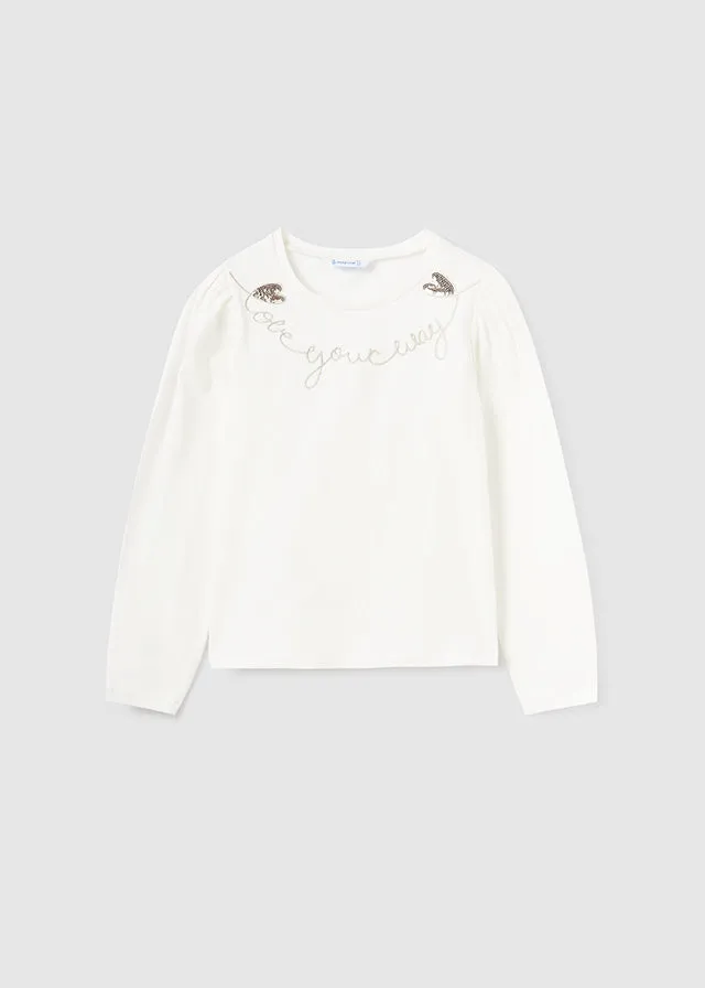 Mayoral 7041 052 - Natural Long Sleeve T-Shirt
