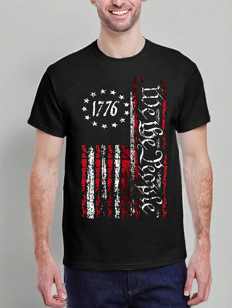 Men American Flag Patriotic Eagle T Shirt 4th of July Skull Round Neck Short Sleeve