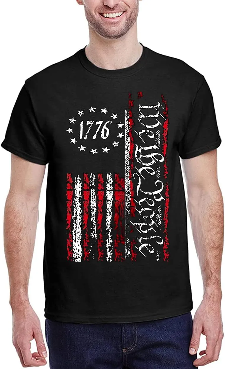 Men American Flag Patriotic Eagle T Shirt 4th of July Skull Round Neck Short Sleeve