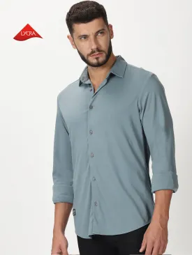 MEN'S DK BLUE SOLID SLIM FIT SHIRT