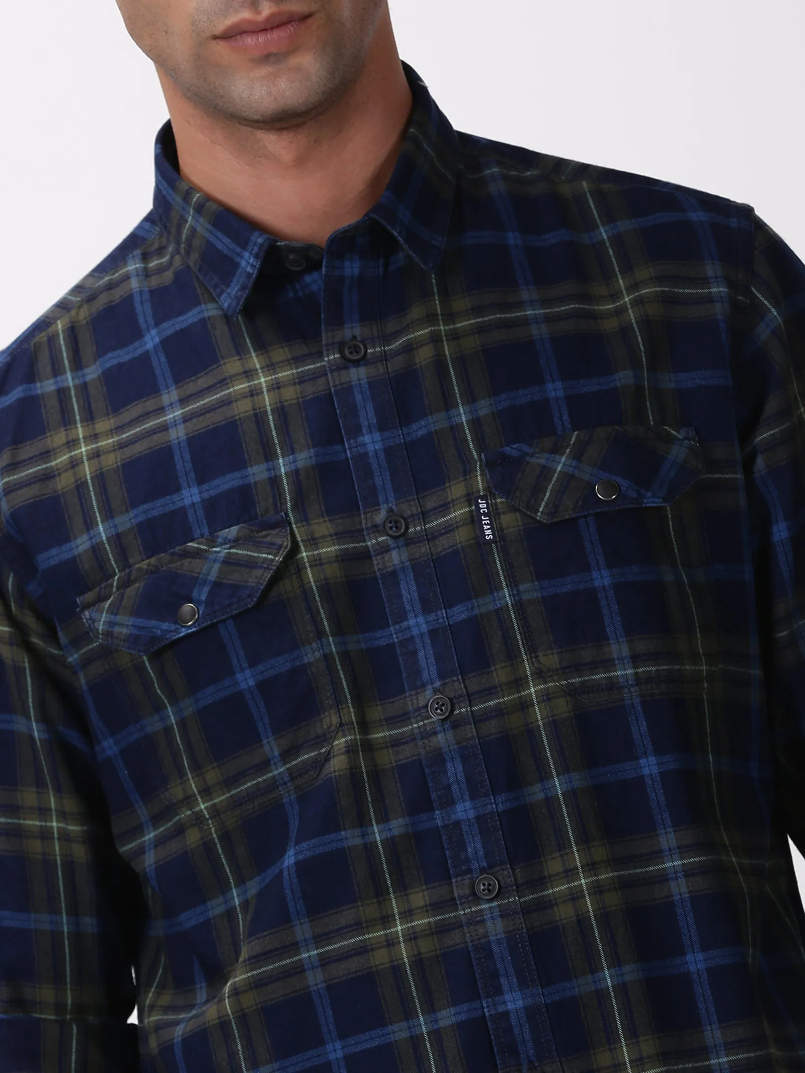 MEN'S GREEN CHECKS SLIM FIT SHIRT