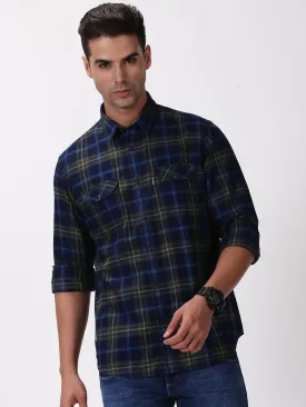 MEN'S GREEN CHECKS SLIM FIT SHIRT