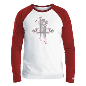 Men's Houston Rockets New Era Grey Logo Raglan Long-Sleeve T-Shirt
