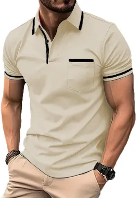 Men's Polo Shirts Short Sleeve 2025 Casual Polo T Shirt Color Block Slim Fit Golf Shirts with Pocket