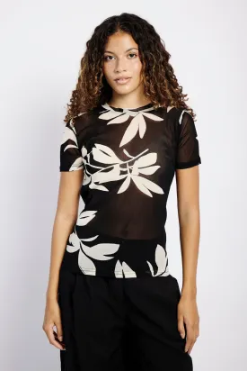 Mesh T-shirt in Mono Leaf