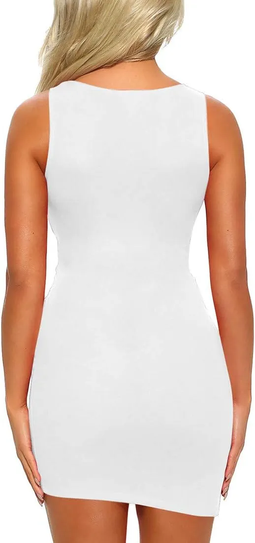 Mizoci Women's Casual Sleeveless Ruched Cocktail Party Dresses Bodycon Mini Sexy Club Dress
