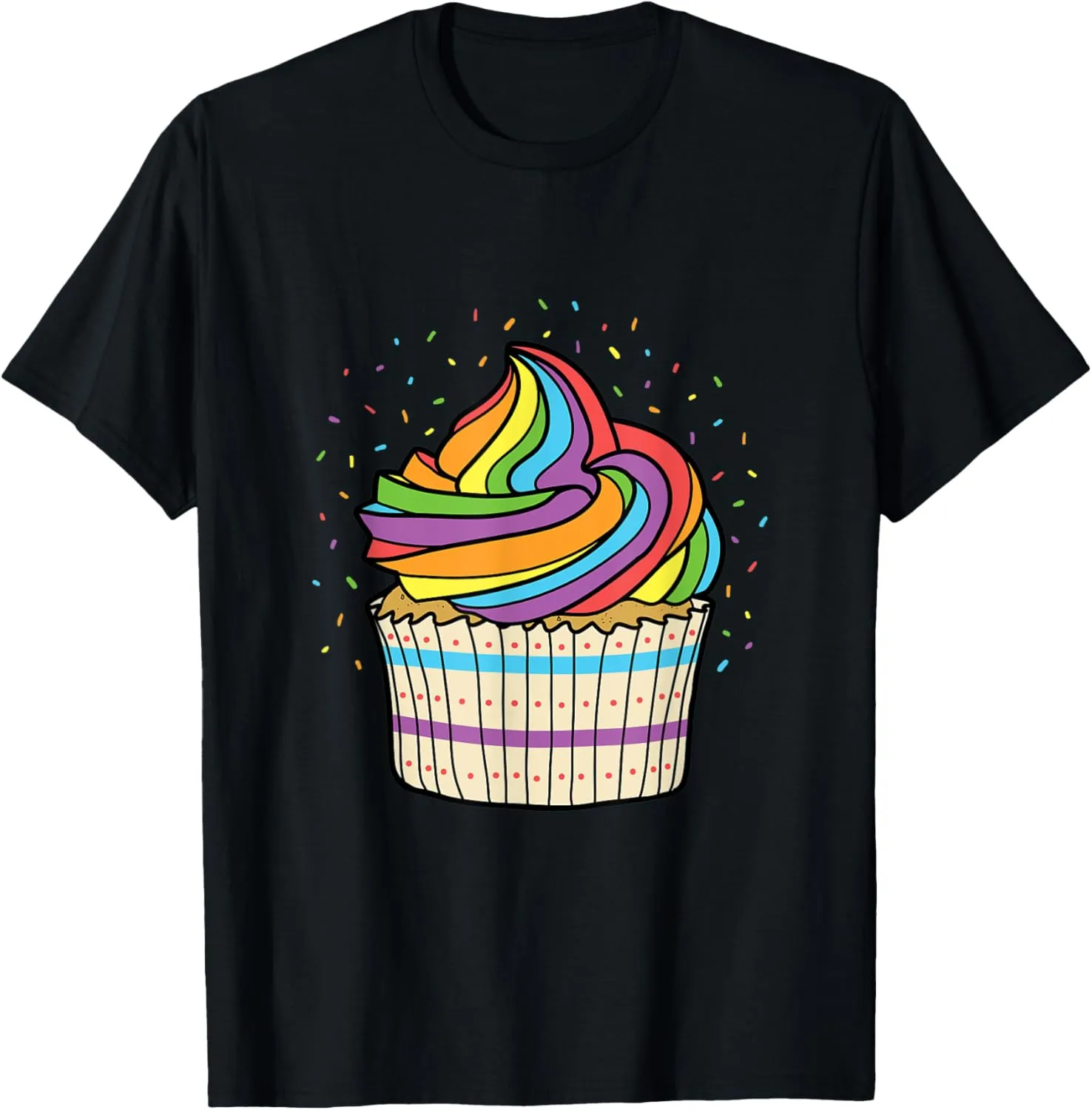 Rainbow Gay Lesbian Cupcake Pride Flag Cute Dessert LGBTQ T-Shirt