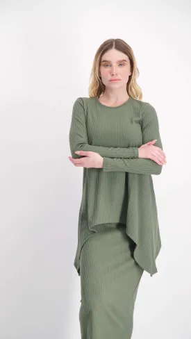 Ribbed Asymmetric T-shirt / Olive