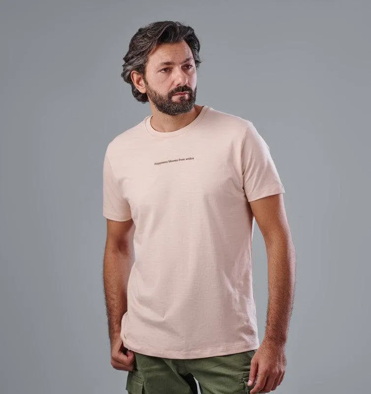 Rubber-Printed Round Neck T-Shirt - ROSE