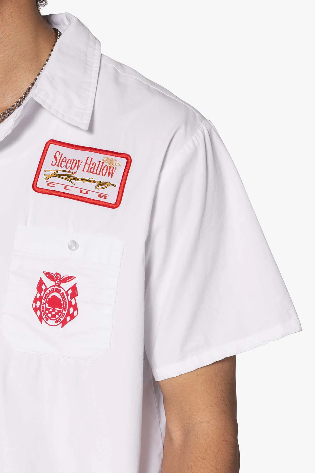 SHRC Checkered Flag Cropped Shirt - White