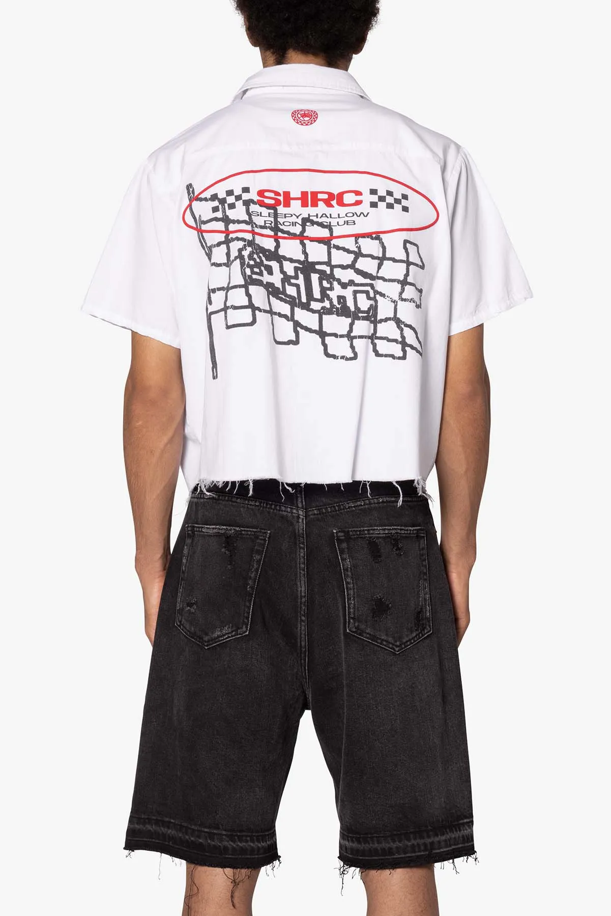 SHRC Checkered Flag Cropped Shirt - White