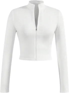 SOLY HUX Women's Full Zip Workout Running Crop Tops Athletic Jacket Long Sleeve Yoga Cropped Tee Shirts